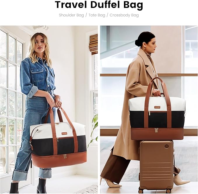 LOVEVOOK Weekender Bag, Large Travel Duffel Bag for Women with 2 Packing Cubes, Carry on Overnight Bag with Shoe Compartment, Mom Hospital Bags for Labor and Delivery