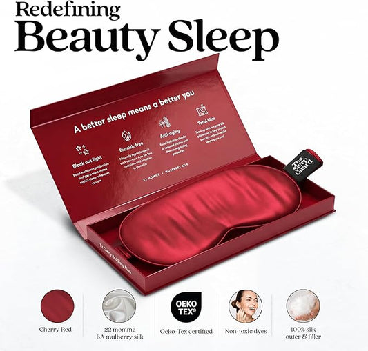 TheSleepGuard Pure Silk Sleep Mask [100% 6A Mulberry Silk, 22 Momme] Light Blocking Travel Essentials. Eye Masks for Sleeping. Black Oeko-Tex Blindfold. Eye Covers for Men & Women