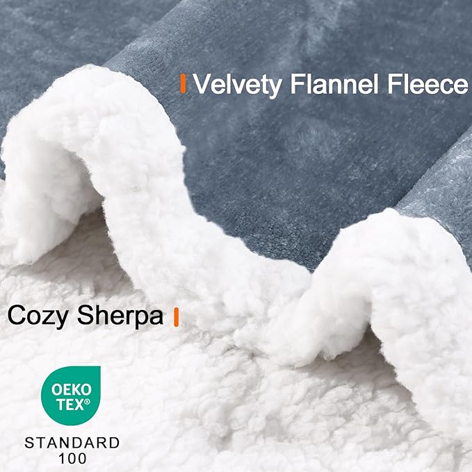 Smiry Waterproof Blanket Throw for Large Dogs, Soft Reversible Dog Blanket for Sofa Couch Bed, Washable Leakproof Sherpa Fleece Furniture Couch Protector(60"x80", Grey/White)