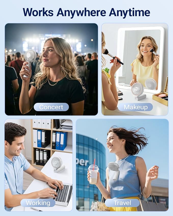 SWEETFULL Handheld Portable Fan, 5000mAh Rechargeable Battery, 6 Speed Wind, LED Digital Display, Foldable Electric Personal Mini Travel Fan with Backup Power, Summer Essentials Gifts for Women Girl