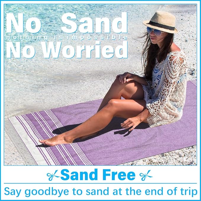 Thin Turkish Beach Towel Lightweight Soft Cotton Extra Large XL Oversized Sand Free Sandproof Absorbent Quick Dry Towels Cloud Bath Pool Travel Compact Essentials Accessories for Adult Gifts