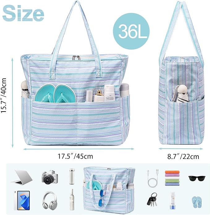Bluboon Waterproof Beach Tote Pool Bags for Women Ladies Extra Large Carry On Bag With Wet Compartment for Weekender Travel