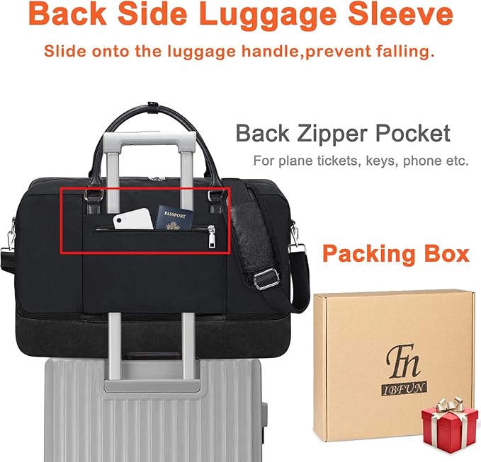 Weekender Bags for Women Overnight Bags with Shoe Compartment 21" Duffle Travel Bag for Traveling Weekend Gift 3pcs Set