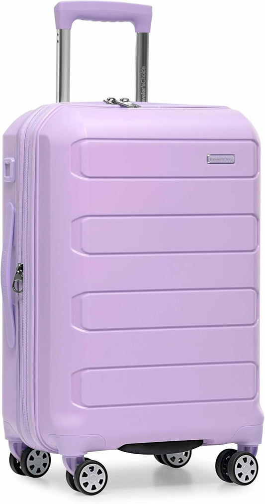 Traveler's Choice Pagosa Indestructible Hardshell Expandable Spinner Luggage, Lavender, 22-Inch Carry-on