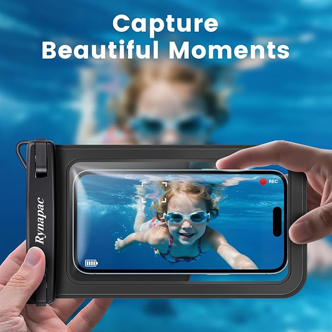 Waterproof Phone Pouch, [Up to 8.5''] Double Space Waterproof Phone Case with Lanyard for iPhone 17 16 15 Pro Max Galaxy S25 Ultra Pixel 10 Pro, Cellphone Dry Bag for Beach Vacation, 2 Pack