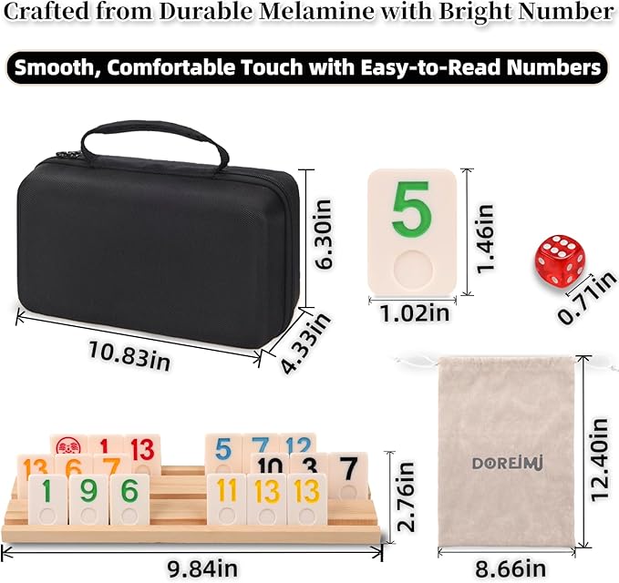 Premium Rummy Cube Game Set 6 Colors with 6 Wooden Holders and 162 Rummy Tiles, Travel Family Board Game for Adults and Kids Age 8+,Birthday Gifts for Women Men Dad Mom