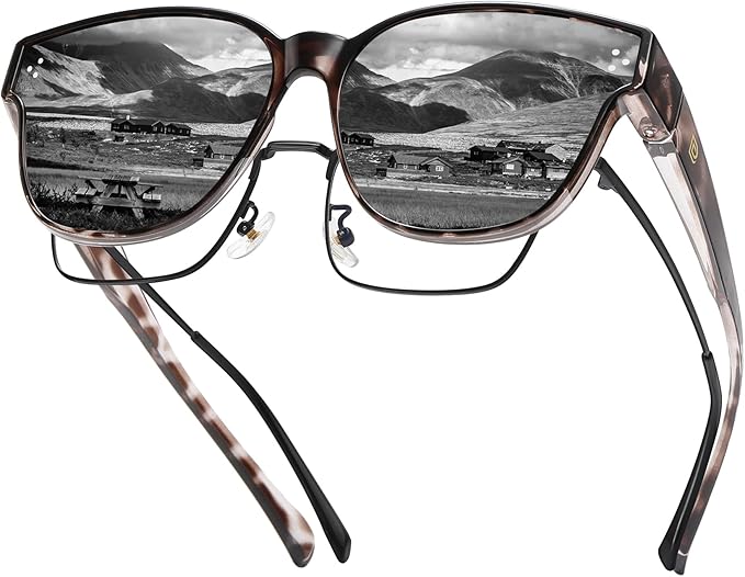 DUCO Fit Over Sunglasses for Men Women Wear Over Glasses Retro Wrap Around Polarized Sun Glasses UV400 Protection DC8981