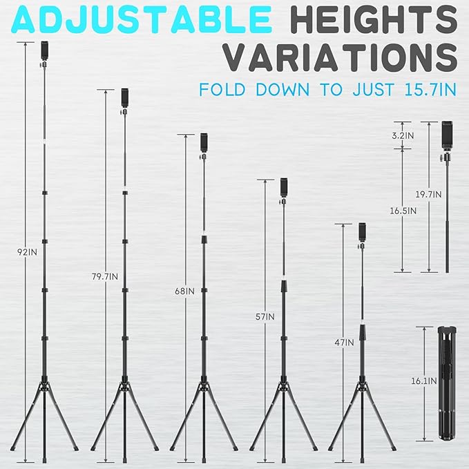 UBeesize 92’’ Cell Phone Tripod Stand with 16.5’’ Gooseneck and Remote, Overhead Tripod with Adjustable 360°Ball Head & Phone Holder for iPhone17 Pro Max/Pro/Plus/ /16/15/14/13, Android Cell Phone