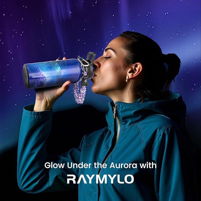 32oz Insulated Water Bottle, Triple Wall Vacuum Stainless Steel Water Bottles - Keeps Cold 48H, Reusable Metal water flask Jug for Gym, Sports, Camping, Hiking,Travel, Aurora-Purple