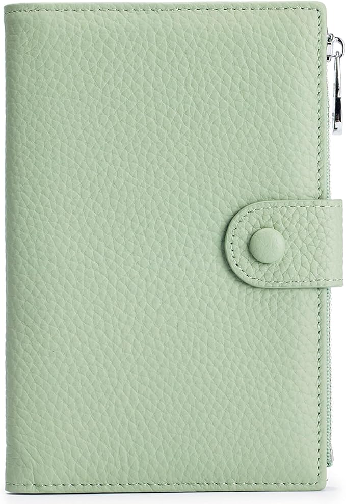 RFID Blocking Passport Wallet for Women, Slim Leather Passport Holder, Compact Travel Wallet with Zippered Coins Pocket and SIM Slots, Ladies Passport Cover