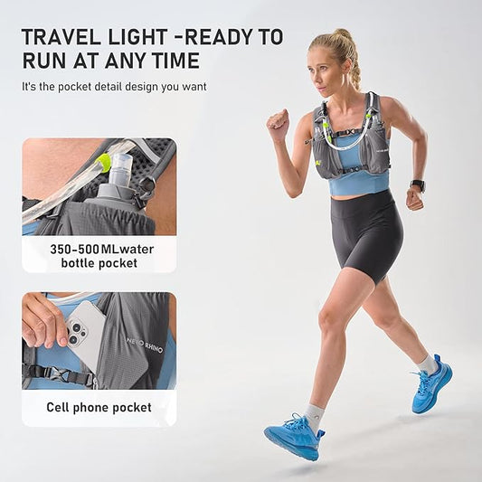 N NEVO RHINO Running Vest, Lightweight Hydration Vest, Insulated Water Backpack with 1.5L Water Bladder for Hiking, Trail, Running,Marathons,Cycling