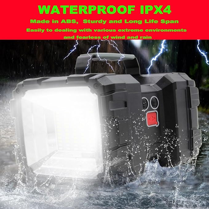 Rechargeable LED Searchlight Flashlight, LED Spotlight Big Power Capacity 13000LM 20h Ultra-Long Standby 7 Lights Modes Camping Work Light, Waterproof for Home, Outdoor (45 LEDs)