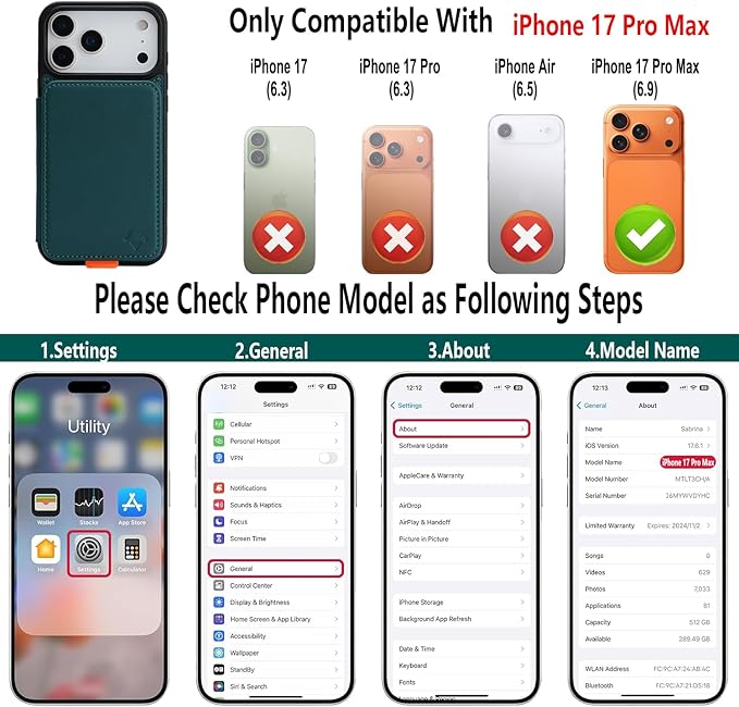GUERNICA for iPhone 17 Pro Max (6.9") Case Wallet with Card Holder, RFID Blocking Leather Protection, Shockproof Women Men Phone Case for Apple 17 Pro Max, Green