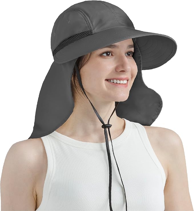 SUN CUBE Sun Hat for Women with Ponytail Hole Neck Flap, Gardening Hat Women Sun Protection, UV Hats Hiking Walking Fishing