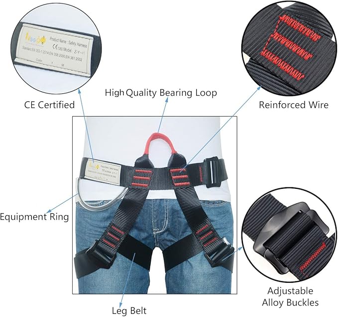 HeeJo Climbing, Safety Safe Seat Belt for Outdoor Tree Climbing, Outward Band Expanding Training Large Size,Climbing Gear