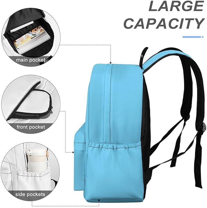 Sky Blue Backpack Adult Travel Daybag for Women Men College Backpack for Vacation Hiking Camping Bag