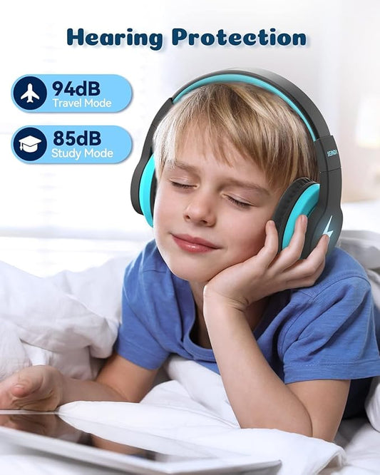 seenda Kids Bluetooth Headphones Boys, JCH-01 Kids Wireless Headphones for School, 85/94dB Volume Limited, 45H Playtime, 3 Lighting Modes, Built-in Mic Headset with Aux Cord for iPad/Tablet/Travel