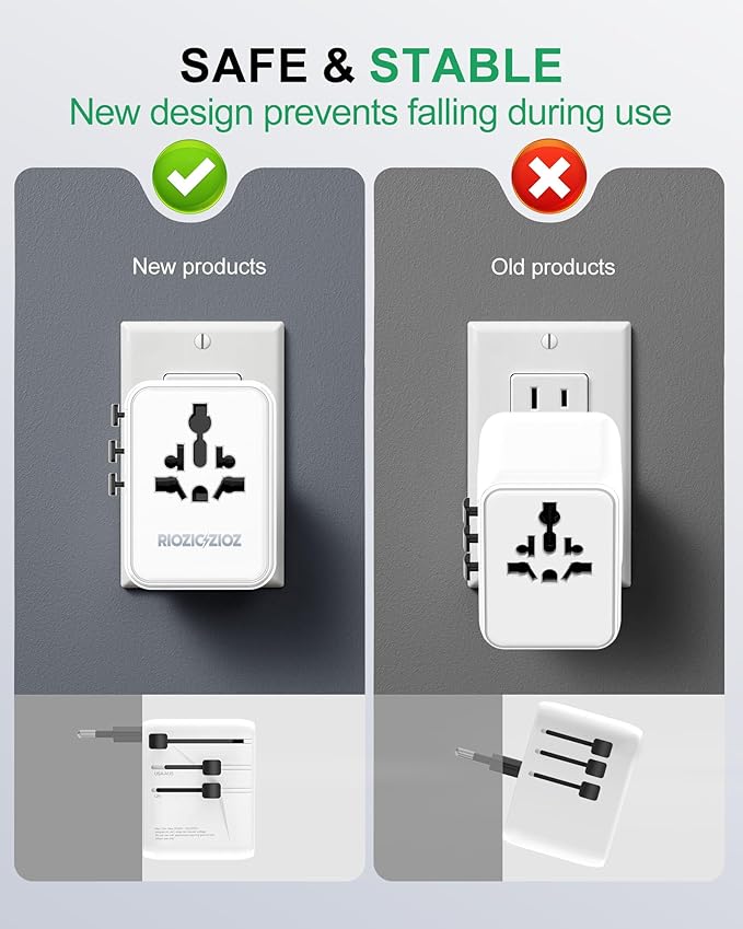 35W Universal Travel Plug Adapter,7-Port PD&QC Fast Charging Power Adapter,Worldwide Outlet Wall Charger for USA/EU/UK/AUS Over 200 Countries-Type C/A/G/I