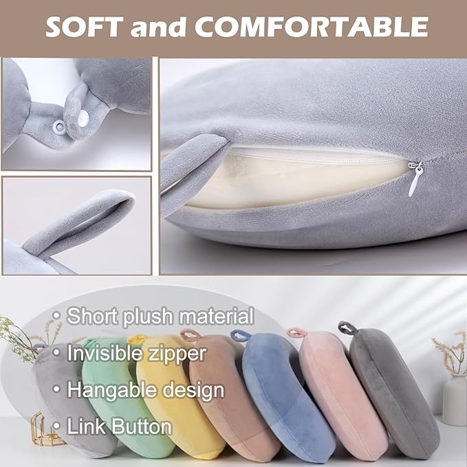 Travel Neck Pillow Cover, Neck Pillow Case, Pure, Soft and Smooh, Airplane Pillow Replacementt Cover Washable (Only Pillow Covers, no Filler)