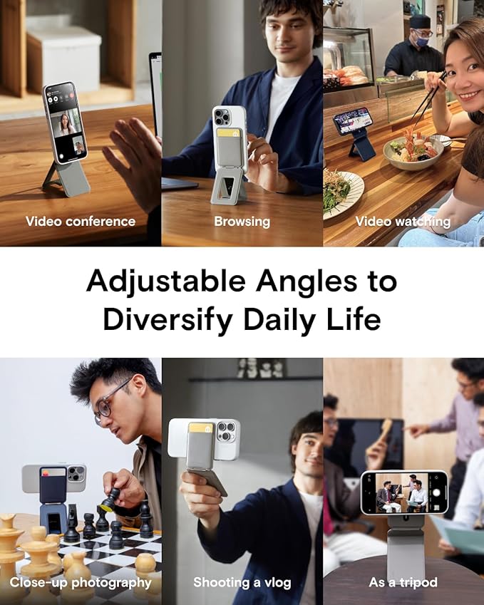 MOFT Phone Tripod Wallet, 3 in 1 Phone Stand Wallet, NFC-Supported Magnetic Phone Stand, MOVAS Vegan Leather Adjustable Card Holder, Taupe