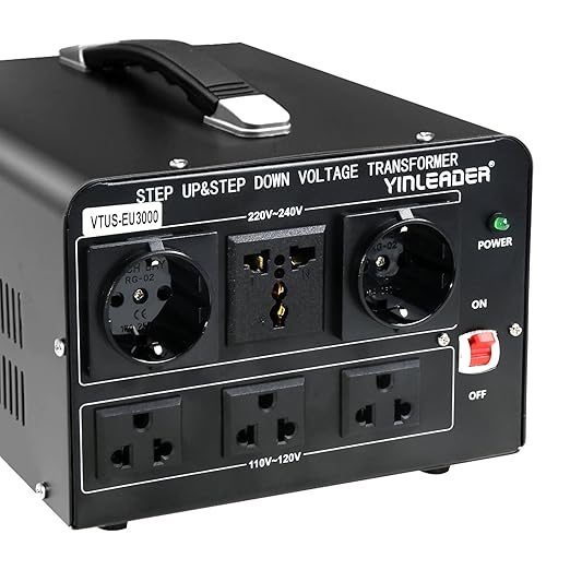 Yinleader 3000W Voltage Converter Transformer(110V to 220V,220V to 110V) Step Up/Down Converter 110/120 Volt - 220/240 Volt w/US Standard Power Cord,Circuit Breaker Protection (VTUS-EU3000)