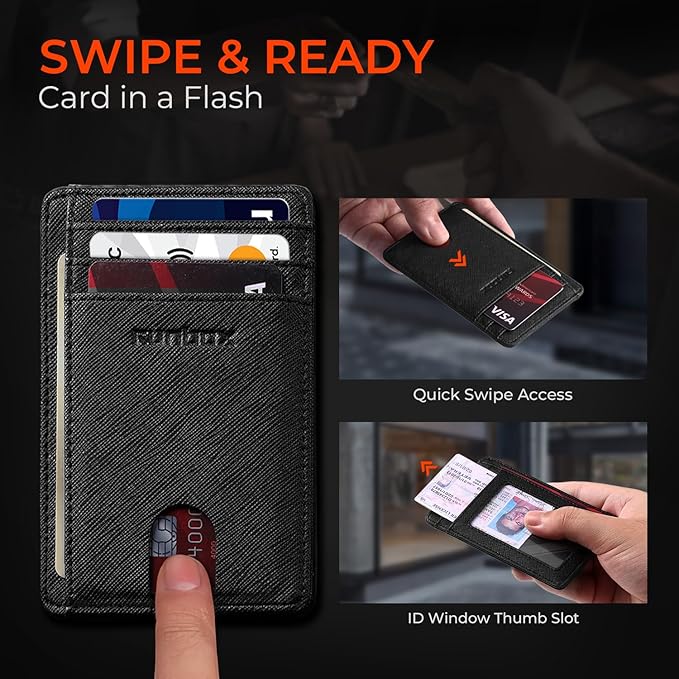 RUNBOX Slim Minimalist Front Pocket RFID Blocking Leather Wallets for Men and Women Card Holder Wallets Gifts for men