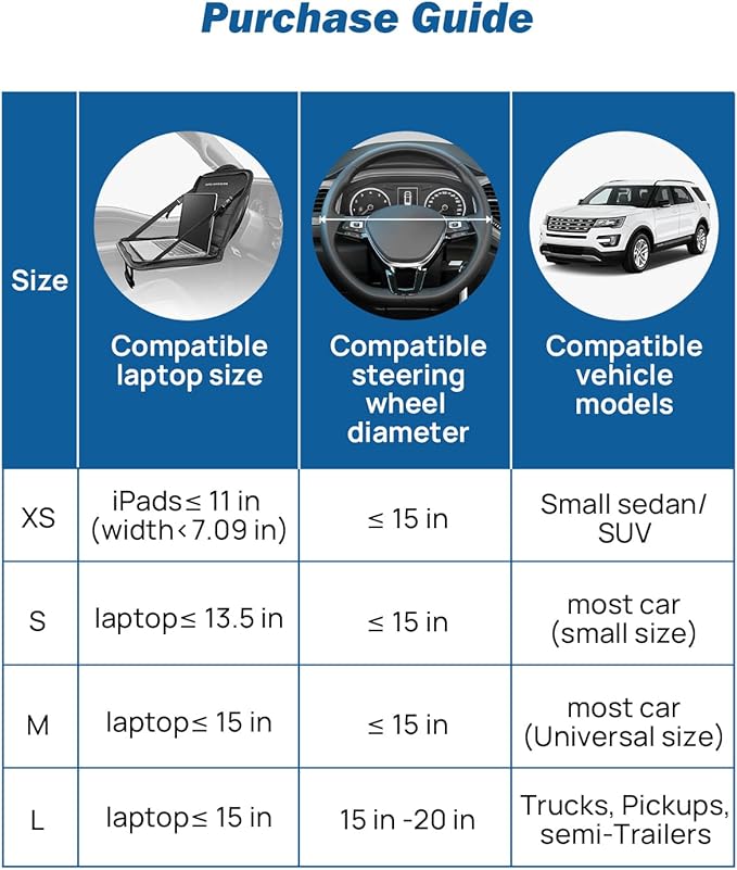 JOYTUTUS Steering Wheel Tray, Car Multifunctional Laptop Desk, Car Office Bag, Back Seat Headrest Table for Eating, Fit for Small sedan and Small SUV, Like the Honda Civic, Honda CR-V, etc.