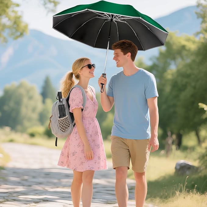 Travel Umbrella for Rain, Automatic Folding Windproof Umbrella with Case - Compact Reverse with 360° Reflective Stripe, Light & Portable Durable for Women & Men