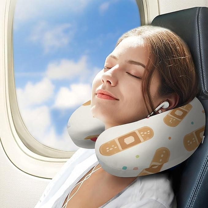 Luxury Memory Foam U-Shaped Neck Pillow Travel Support, Nurse Band U-Shape, Removable Breathable Cover Home Office