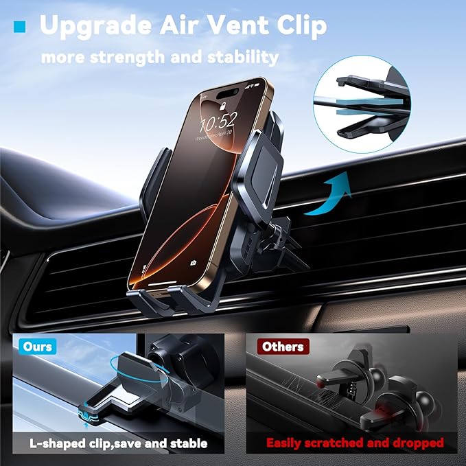 TECKNET Cup Phone Holder for Car - Adjustable Gooseneck Cup Holder Cradle Car Mount with Air Vent Holders & Expandable Base, Cell Phone Holders for iPhone 17/16 Pro Max and All Cell Phones, Cars model