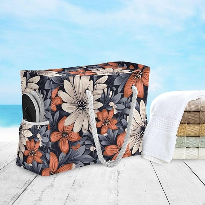 senya Large Beach Shoulder Bags Canvas Tote Water Resistant for Gym Travel Daily