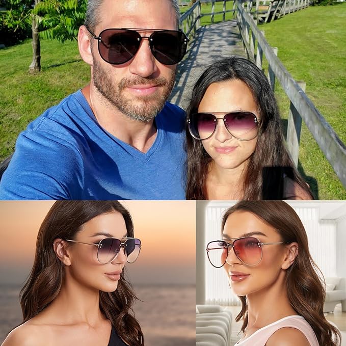 Trendy Oversized Aviator Sunglasses for Women 2025, Cute Retro Aviator Sun Glasses UV Protection Big Shades VF2203