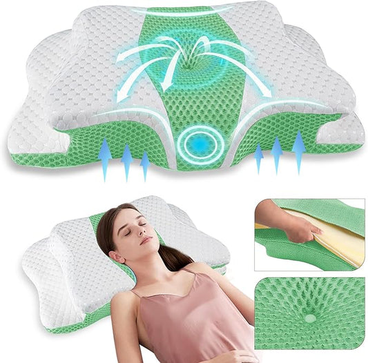 Pain Relief Cervical Pillow for Neck Support,Adjustable Ergonomic Pillow Cozy Sleeping,Odorless Orthopedic Memory Foam Pillows,Contour Bed Pillow for Side Back Stomach Sleeper