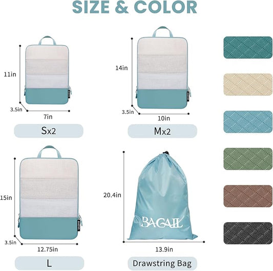 BAGAIL 6 Set Ultralight Compression Packing Cubes Packing Organizer for Travel Accessories Luggage Suitcase Backpack