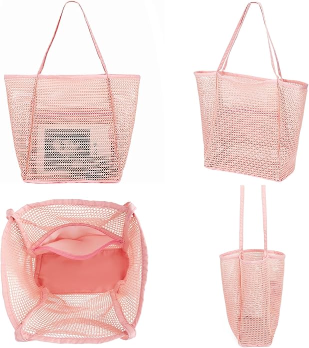 Mesh Beach Bag for Women, Casual Hobo Bags Large Beach Tote for Pool Travel Cruise Vacation Essentials
