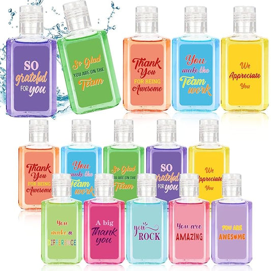 50 Pcs Thank You Mini Hand Sanitizer Bulk Employee Appreciation Gift Inspirational Small Hand Sanitizer 1fl oz Travel Size Hand Soap for Team Coworker Friends Teacher Christmas Valentine (Colorful)