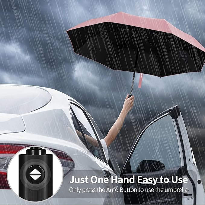 Yoobure Windproof Travel Umbrella - Automatic Umbrellas for Rain, Compact Folding Umbrella with UV Protection, Lightweight Portable Design for Backpack/Walking/Car, Sun & Storm Ready