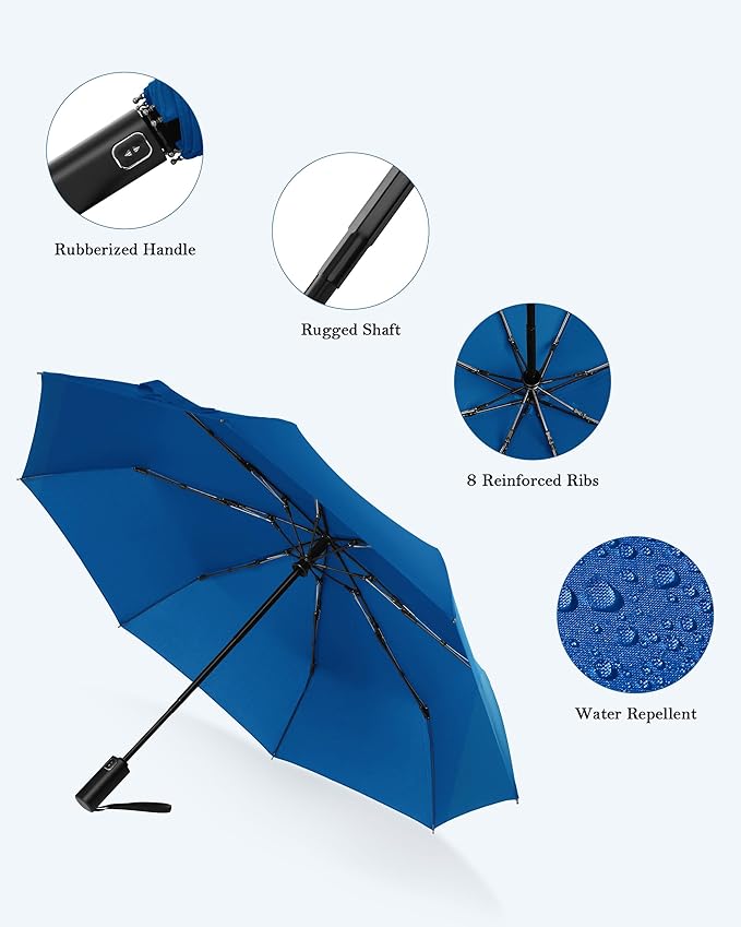 Windproof Travel Umbrella, Automatic Folding Compact Lightweight Umbrella for Women & Men, Durable and Portable, Fits Easily in Purse or Backpack