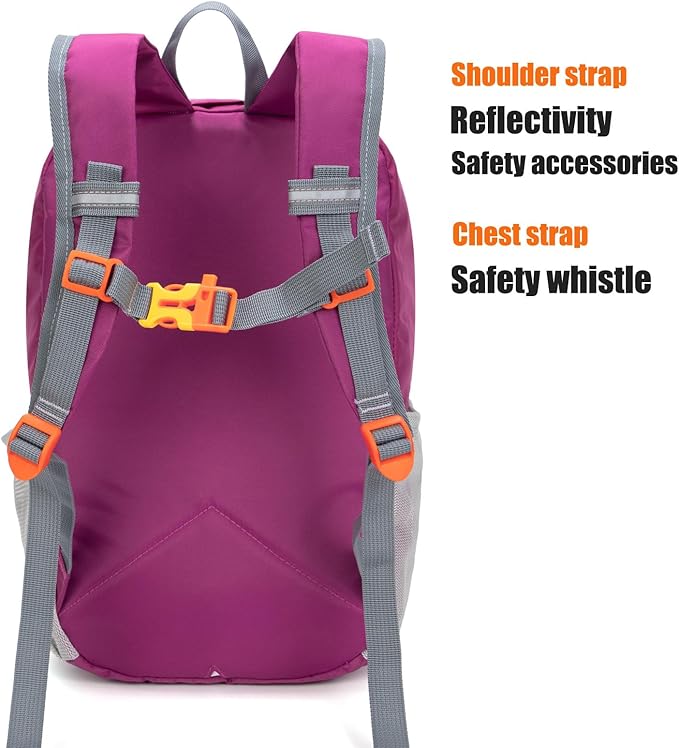 IVYGREEN Little Kids Hiking Backpack for Boys or Girls, Small Daypack for Camping or Travel (Purple, Small)