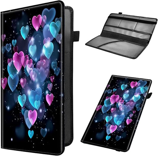 Car Registration and Insurance Holder, Leather Car Glove Box Organizer, Cool Car Accessories for ID, Driver's License Cards & Essential Document,business cards,Men&Women,Color Glitter Love Hearts