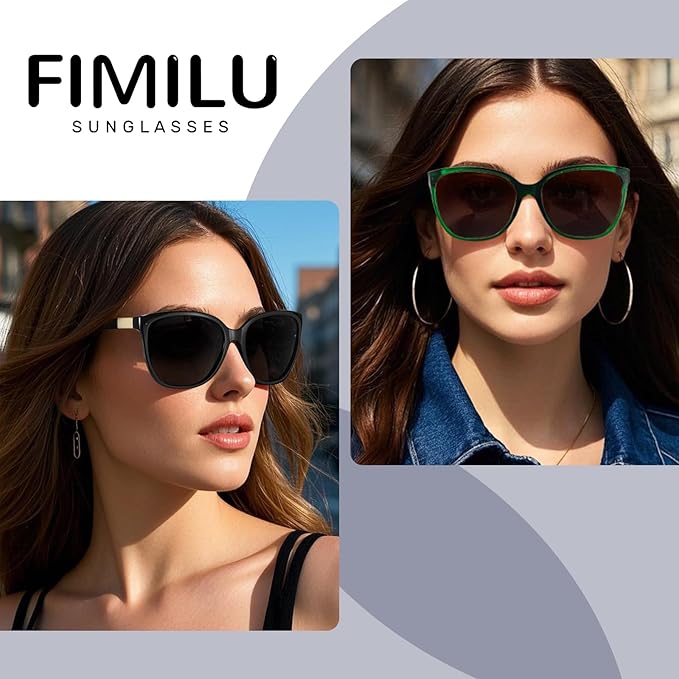 FIMILU Polarized Sunglasses for Women, Trendy Fashion Sun Glasses Square Retro Glasses UV Protection for Daily Outdoor 2pack