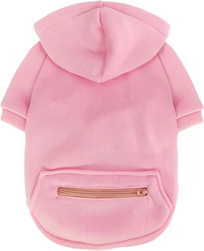 Jecikelon Pet Dog Cold Weather Coat with Pocket Winter Dog Hoodie Warm Puppy Clothes for Small Dogs Chihuahua Clothing (Pink2, XX-Small)