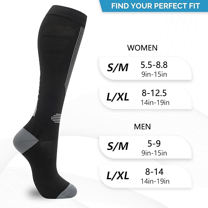 fenglaoda Compression Socks for Women Men 3 Pairs Graduated Compression Support Circulation Socks for Nurses