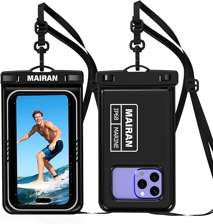 MAIRAN Floating Waterproof Phone Pouch 2Pack, Floatable IPX8 Waterproof Phone Case 8.0" for iPhone 16 15 Pro Max Samsung S25,Cellphone Dry Bags for Vacation Beach Pool Kayak Cruise Travel Essentials