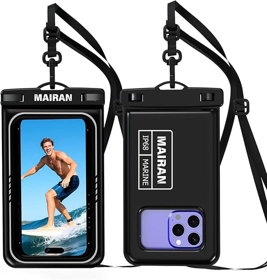 MAIRAN Floating Waterproof Phone Pouch 2Pack, Floatable IPX8 Waterproof Phone Case 8.0" for iPhone 16 15 Pro Max Samsung S25,Cellphone Dry Bags for Vacation Beach Pool Kayak Cruise Travel Essentials