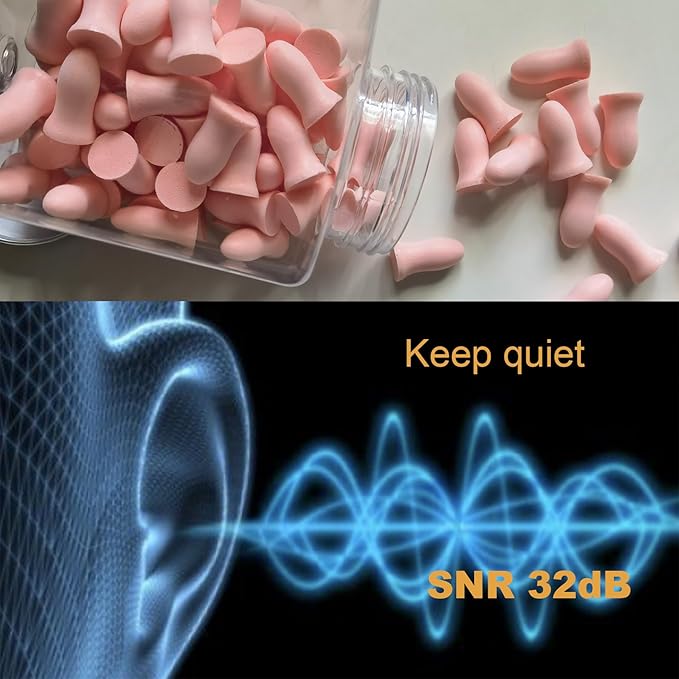 Fan Wu Soft Foam Earplugs 50 Pairs – 32dB Noise Reduction for Sleeping, Travel & Work | Small/XS Size for Kids & Women | Reusable Comfort Fit | Pink