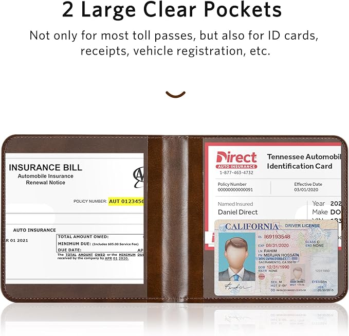 CoBak Car Registration and Insurance Holder - Small and Lightweight Vehicle Glove Box Car Organizer, Auto Truck Comparment Accessories Case for Essential Document, Driver License (Cowhide Brown)