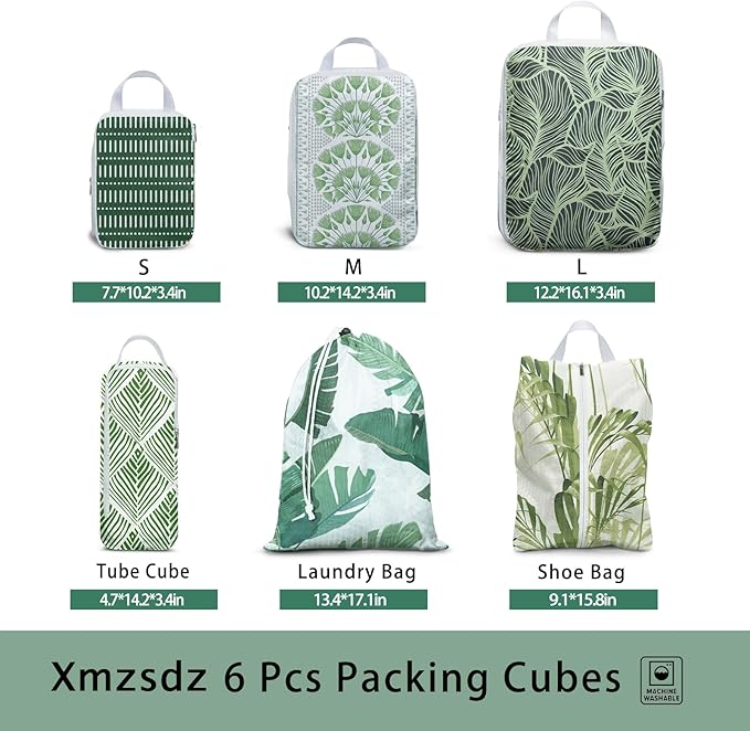6 Pcs Compression Packing Cubes, Packing Cubes for Travel, Waterproof Luggage Organizer Bags Set, Cute Packaging Cubes for Women Kids Backpack Carry-Ons