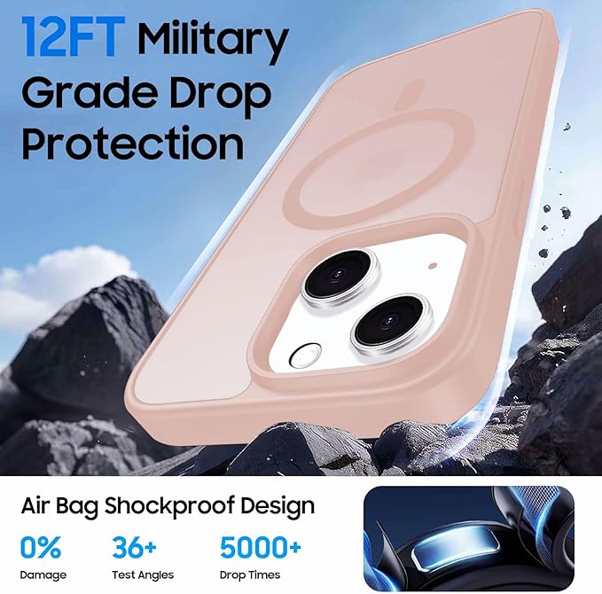 Ntwinro Magnetic for iPhone 13 & iPhone 14 Case (Compatible with MagSafe) with Detachable Wallet & Card Holder for 3 Cards [RFID Blocking] Military Grade Protective Slim Phone Cover, Pink