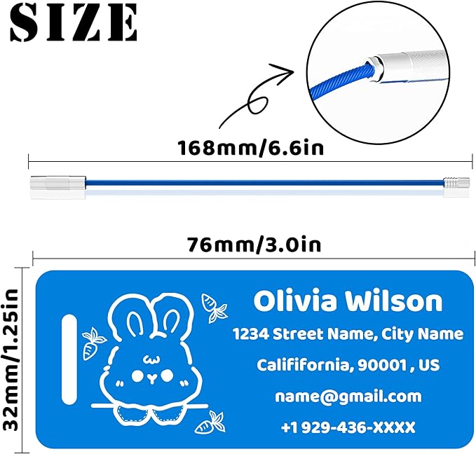 4 PCS Personalized Luggage Tags for Suitcases, Custom Aluminum Luggage Tags for Bags and Backpacks, Waterproof & Heavy Duty Personalized Metal Name Tags for Travel (Blue)